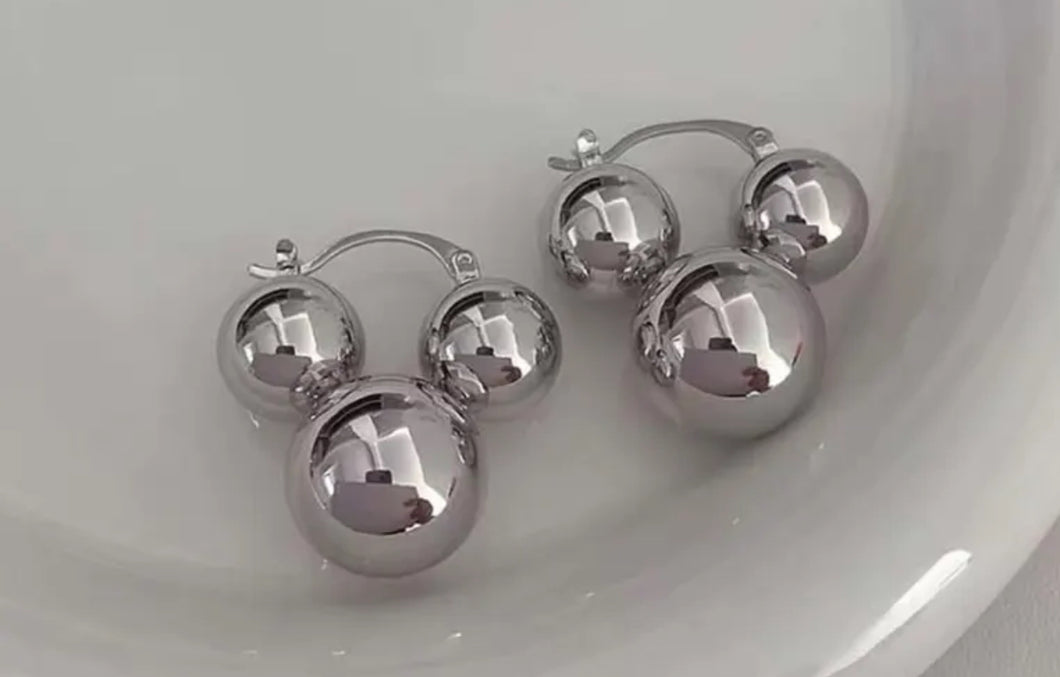 Silver Mickey earrings
